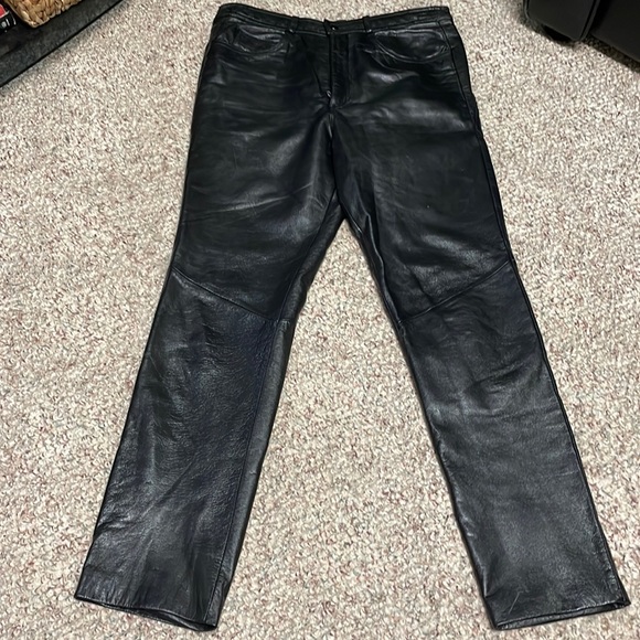 Vintage Pants - Vintage Black Leather Boot Cut Pants